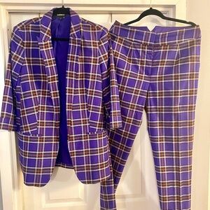 Express Plaid Purple Suit
